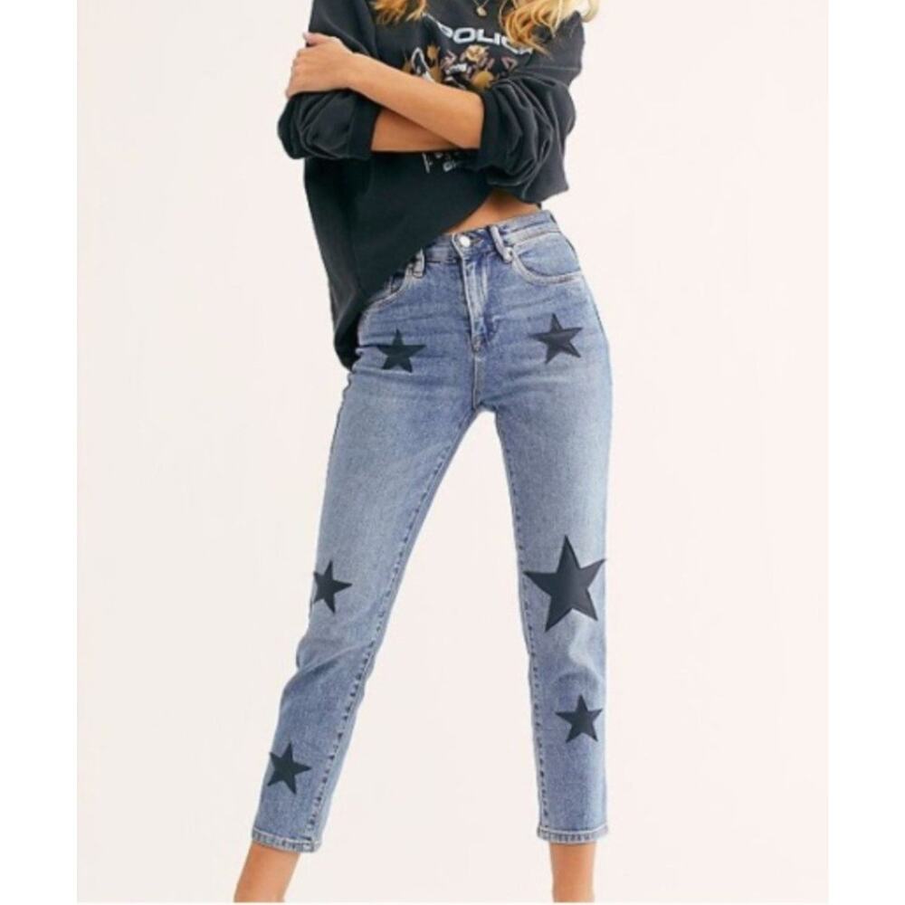 Blank NYC Jeans Womens 24 The‎ Madison Crop Ever After Star Patch Straight Leg